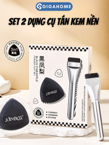 Set 2 Cọ Tán Kem Nền Và Mút Đánh Kem Nền Siêu Mỏng Mịn GIGAHOME CI-157