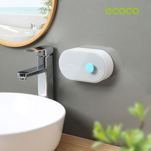 Ecoco Wall Mounted Soap Holder Box with Lid for Bathroom Flip Cover Soap Organizer with Drain Wall Mounted