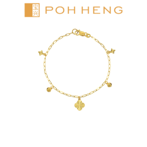 Poh Heng Jewellery 22K Dangling Charm Bracelet in Yellow Gold [Price By Weight]
