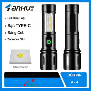 Đèn Pin Cầm Tay Siêu Sáng XPE A4 Thiết Kế Kim Loại Chắc Chắn Chiếu Gần Zoom Xa Với 6 Chế Độ Sáng Tiện Lợi Tích Hợp Sạc T