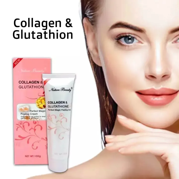nature beauty collagen and glutathione Whitening Nature Beauty Collagen and Glutathione Peeling Cream 100g  Glutathione Brightening Scrub Sensitive Skin Dark Spot Corrector Dermacare  All-People Formula - Lazada