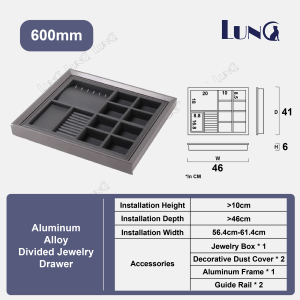 Aluminum Alloy and Leather Divider Closet Jewelry Accessories Storage Pull Out Organizer Drawer Wardrobe Organizer