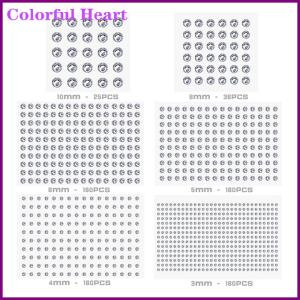 Colorful Heart สติกเกอร์พลอยเทียมติดคริสตัลแบบมีกาวในตัวสติกเกอร์ตกแต่งบ้าน