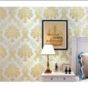 Wallpaper Stiker Dinding Tembok Sticker Ruang Tamu Kamar Tidur Anak Dekorasi Rumah GM510 Batik Gold