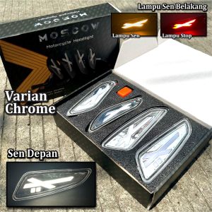 LAMPU SEN VESPA LED Indicator Sein X INDICATOR SEIN X-SERIES LED RUNNING VESPA SPRINT PRIMAVERA IGET 3V LUIGY 2013 - 2024 PNP KABEL SOKET SEN MODEL X FULLSET DEVIL ICE BLUE DAN PUTIH DEPAN BELAKANG ORIGINAL MOSCOW PREMIUM LAMPU REM BELAKANG LAMPU SEN SET