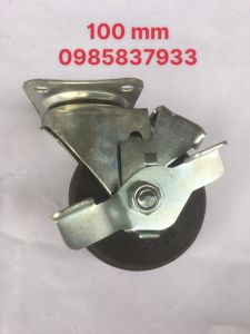 Bánh xe xoay khóa 100 mm cao su dùng lắp xe đẩy hàng di chuyển nhẹ nhàng êm ái