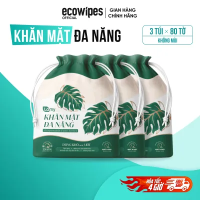 Combo 3 túi khăn khô đa năng LAMY túi rút 80 tờ không hóa chất an toàn cho da nhạy cảm của em bé