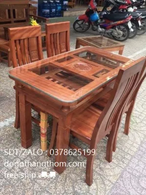 bàn ăn ghế ăn gỗ sồi 4 ghếgiá gốc xưởng