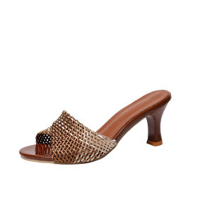 [Free Shipping] Elegant Hollow-Out Woven High-Heeled Sandals 2026 Summer New Collection WomenS Open-Toe Slip-On Sandals