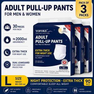 YOFOKE Night Adult Diaper Pant - Super Dry & Whale Absorption whole night - 4 to 6 times - Special Launch Deal of 96 pcs