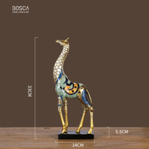 European Giraffe Resin Ornament / Pajangan Bentuk Jerapah Art Craft Ethnic / Patung Kreatif Hiasan Dekorasi Ruang Tamu TV Kabinet Living Room / Ornamen Hiasan Gold Mewah / Decor