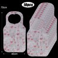 BESTIT 10Pcs/Bag Heart Printed Disposable Aprons Anti-fouling Oil-proof Cooking Apron Portable Non Woven Bib Restaurant Home Supplies. 
