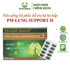 Viên uống bổ phổi Wealthy Health PM-Lung Support II nhập khẩu Úc giúp tăng cường chức năng phổi tăng đề kháng cải thiện tuần hoàn phổi và hệ hô hấp giảm ho long đờm - Hộp 60 viên