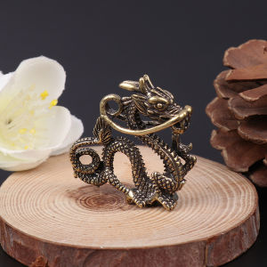 [tianjunmaoyi] 1Pc Antique Brass Ornament Chinese Mythical Animal Dragon Statue Copper Figures Miniatures Pure Brass Dragon Sculpture