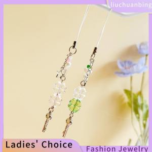 [COD] liuchuanbing Jewellery Sweet Four Leaf Clovers Beaded Phone Charm For Women Girls Cute Exquisite Keychain Pendant Fashionable Phone Lanyard Gifts