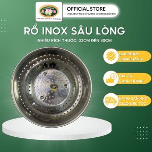 Rổ Inox lổ lớn có chân dày dặn chất lượng sáng bóng từ size 32cm đến 40cm