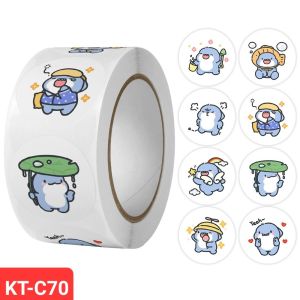 Cuộn 500 miếng dán Sticker khen thưởng hoạt hình ngộ nghĩnh nhãn dán hộp quà gói hàng sticker thank you khen thưởng cho bé dụng cụ văn phòng phẩm