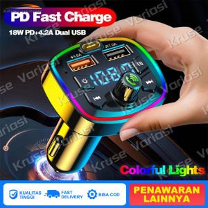 Transmitter FM Bluetooth 5.0 Handsfree Mobil dengan Charger Dual Port USB 4.2A MP3 Player Aux 5.0 TF Slot