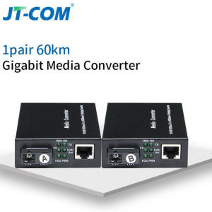 JT-COM Gigabit Media Converter Fiber Optic to Rj45 Single Mode Single Fibra Optica Ethernet Switch Transceiver 10/100/1000M SM