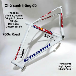 Sườn nhôm Cinalini chữ xanh trắng đỏ có màu ánh nhũ siêu đep nhôm 7046 dành cho xe đạp