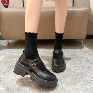 katerina fashion Korean Black Shoes Heeled For Women Adjustment Strap #9803