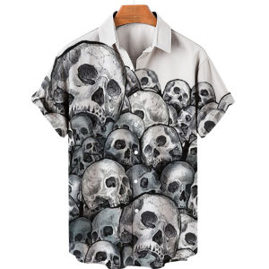 ZEEMIN  3d Skull Printed Dread Man Mens Shirts Short Sleeve Hawaiian Shirt Men Fashion Designer Shirt For Men 2022 Summer Shirts Man