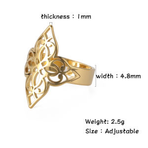 SKYRIM Stainless Steel Ring Hollowed Paper Cuttings Flower Opening Adjustable Ring for Couple Jewelry Valentines Day gift