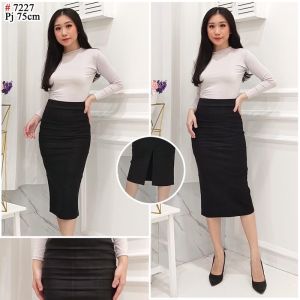 MM 7227 79921 Midi Rok Span Import Pencil Skirt Pencil rok formal hitam rok polos rok kerja rok kantor