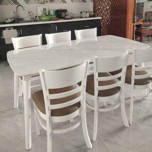 Bàn Ăn Mặt Đá Ceramic cao cấp - Bộ bàn ăn mặt đá 6 ghế cabin - TN Ngọc Mai - BH 12 tháng