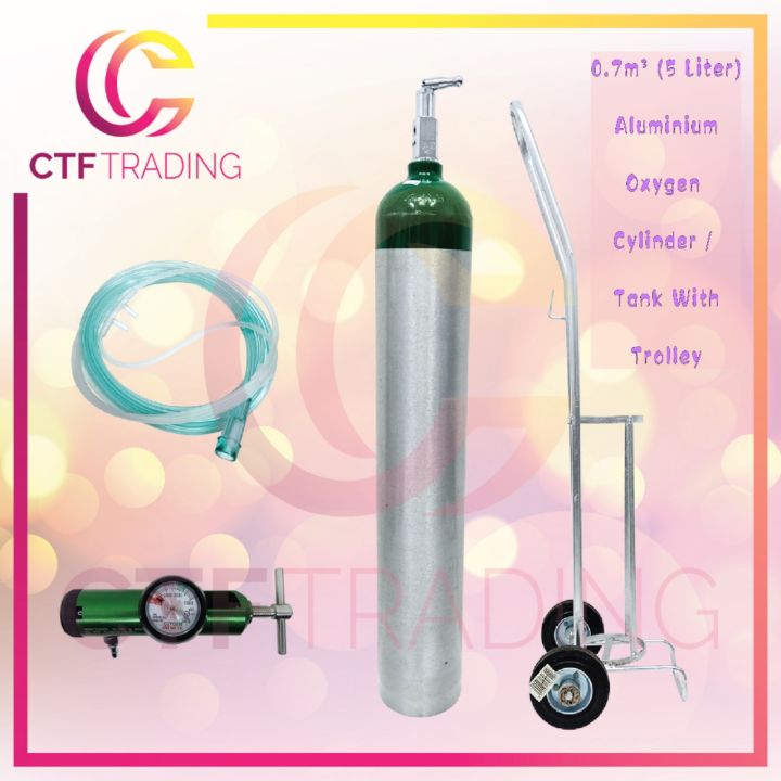CTF 0.7m³ (5Liter) Aluminium Oxygen Cylinder / Oxygen Tank With Trolley ...