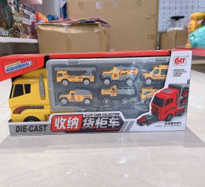 Đồ chơi Xe tải nhiều ngăn 6 trong 1 kèm 6 ô tô sắt đồ chơi ô tô cho bé trai