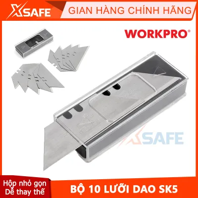 Bộ 10 lưỡi dao SK5 cho dao rọc giấy thép Workpro WP213001 dao rọc giấy chuyên dụng đựng trong hộp nhựa tiện dụng có thể dễ dàng cất giữ