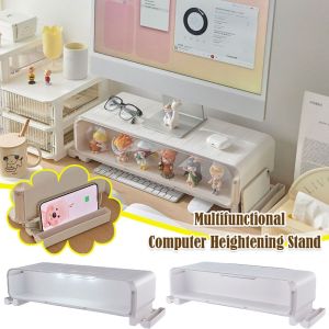 VOYUE พร้อมลิ้นชักใส่ของ ขาตั้งเพิ่มความสูงของคอมพิวเตอร์ ที่เก็บเดสก์ท็อป มัลติฟังก์ชั่ ที่ตั้งโชว์หุ่น ทนทานต่อการใช้งาน ชั้นเก็บของชั้น