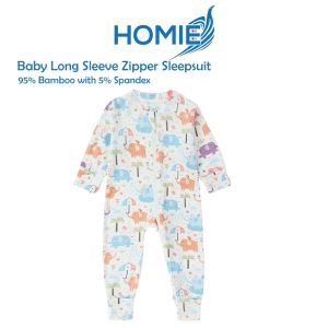 HOMIE Baby Bamboo Long Sleeve Zipper Sleepsuit/Baby Romper/Romper/Bamboo Romper