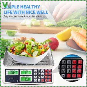 40kg/1g Commercial Price Scale with Stainless Steel Plate Counting Weight Scale Waterproof for Farmers Market Meat Shop