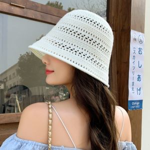 ALLLUCK DệT Mũ ngư dân Có thể gập lại Rộng vành Mũ đi biển khoét lỗ Thời trang Chống nắng Mũ che nắng