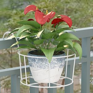 กระถางแขวนต้นไม้ แขวนอยู่ ใช้แขวนที่กำแพง กระถางแขวนผนัง ลายใบไม้ ที่วางดอกไม้ ตกแต่งระเบียง