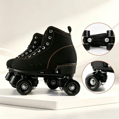 TEAM 5 Adult Roller Skates Double Row PU Leather Blades PU Wheels Suitable For Men and Women Beginners