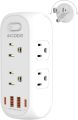 Outlet Extender with Rotating Plug,AICODE Multi Plug Outlet Splitter 6 AC Outlets and 4 USB(2 USB C),3 Sided Outlet Splitter,White Swivel Power Strip for Travel,Home,Office,Dorm,. 