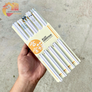 Set 5 Đôi Đũa Hợp Kim Mạ Bạc Nhiều Kiểu Kháng Khuẩn 99% Chống Nấm Mốc Không Mùi Không Bong Tróc