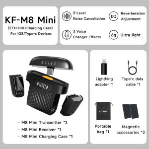 【2-in-1 Type-C&Lightning】Koorfly Mini Pro Bluetooth Wireless Lavalier Microphone AI Noise Cancellation 16Hour Battery Life Lapel Mic For Vlogging iPhone Android PC TikTok Youtube