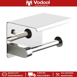 Simple Installation Stainless Steel Toilet Paper Holder Wall Mount Punch-Free Bathroom Accessories Stylish Silver