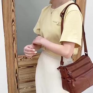 Women’s Stylish Soft Leather Bag Single Shoulder Bag Large Capacity Cross-body Bag