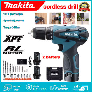 Bor Tanpa Kabel Makita DF330 DF331 HP36 Bor Impact dengan Mata Bor 2 Baterai Alat Obeng Bor Tangan