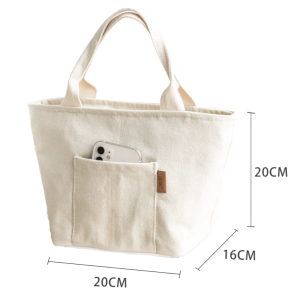 (SG Local Stock) Lunch Bag – Reusable Insulated Bento Tote for Work School & Picnic | Black & White | Zip + Front Pocket | Korean Japan Style