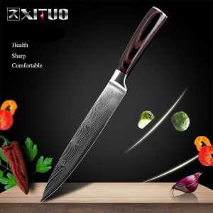 XITUO Pisau Dapur Daging Baja Super Tajam Damascus Pattern Original Piso Chef Knife Chef