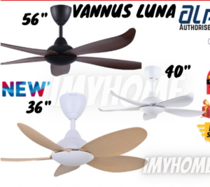 Alpha Vannus Luna Ceiling Fan 56 DC Motor 5 blade with remote designer fan kipas angin siling fan wood black " 40"