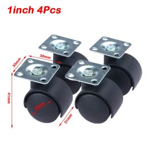 MIRELAE 4Pcs có phanh Bánh xe xoay Hoạt động yên tĩnh 1/1.5 inch Bánh xe đa năng Di động Chống mài mòn Bánh xe ghế văn phòng cho Đồ Nội Thất Ghế Văn Phòng Vali Xe đẩy