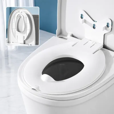 Mishilei Bệ thu nhỏ bồn cầu trẻ em đệm ngồi toilet chỉnh độ cao chống trượt có tay vịn tập đi vệ sinh tại nhà