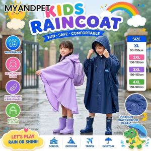 Kids Cartoon Raincoat Cape Style Thick Eva Waterproof With Backpack Cover Dual Use For Riding Walking School Wear